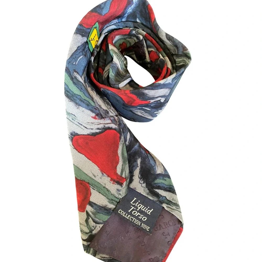 J.‎ Garcia Liquid Torso Collection Nine Silk Tie Abstract Red Blue Mens Necktie